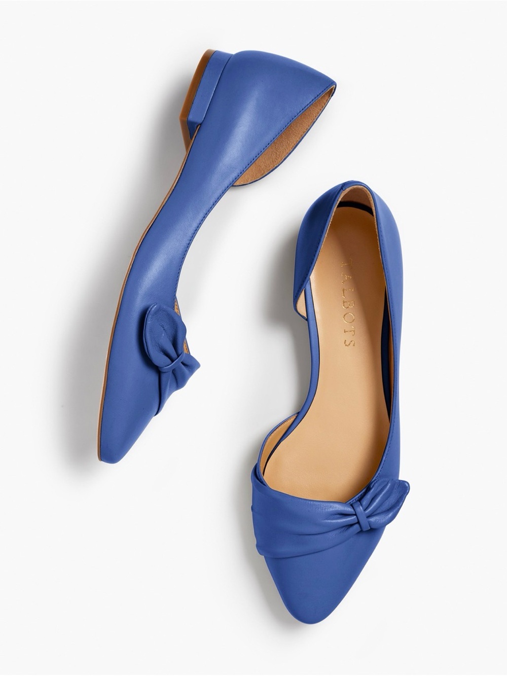 NWOT Talbots Edison Pleated d’Orsay Flats in Twilight Blue—Nappa Leather Size 8